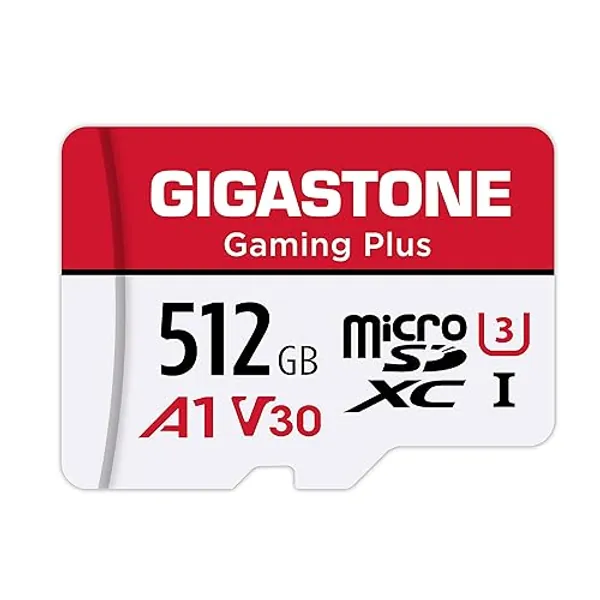 GIGASTONE 512GB Micro SD Card, Gaming Plus, MicroSDXC Memory Card for Nintendo-Switch, Wyze, GoPro, Dash Cam, Security Camera, 4K Video Recording, UHS-I A1 U3 V30 C10, up to 100MB/s, with Adapter - 512GB Gaming Plus 1-Pack