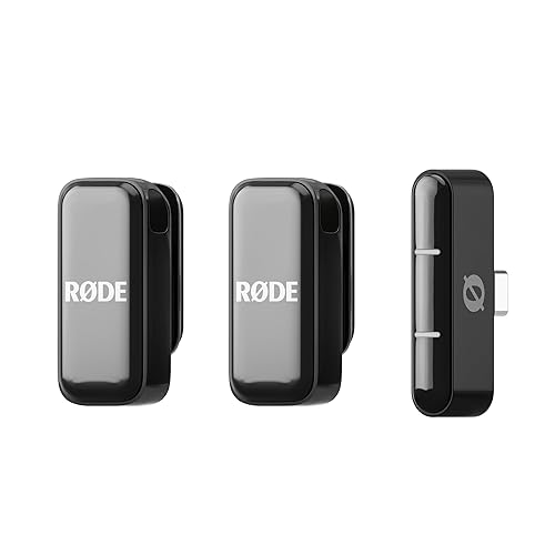 RØDE Wireless Micro - Compact Wireless Microphone, Two Mics with Charge Case for Smartphone Content Creation - USB-C, Black - Wireless Micro - USB-C - Black