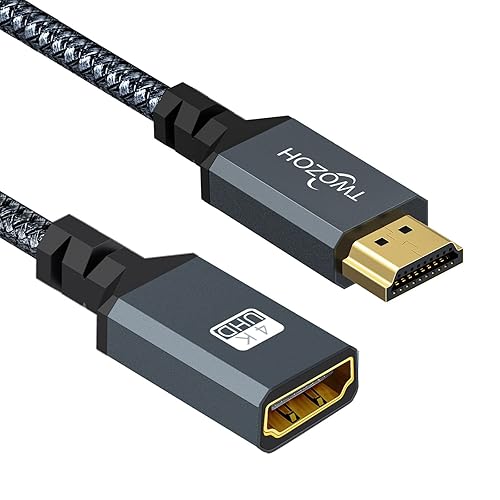 Twozoh Cable de extensión HDMI, Cable HDMI Macho a Hembra, extensor HDMI trenzado de nylon, adaptador de cable HDMI 2.0 soporte 4K@60Hz 3D HDR (5M) - 5M - 4K