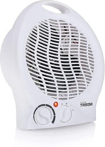 Tristar KA-5039 Calefactor con ventilador eléctrico y 3 funciones ajustables, Termostato regulable, 2000 W, Asa integrada, Blanco - Blanco