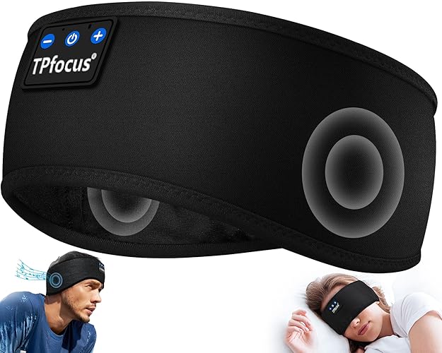 TPfocus Auriculares para Dormire ASMR Auriculares Bluetooth Regalo Hombre y Mujer Auriculares Banda Deportiva Inalámbrico Recargable Auriculares Bluetooth Dormire para Correr,Viajes y Relax - Negro