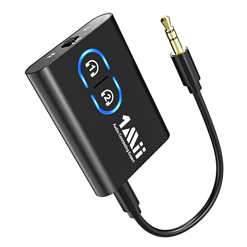 1Mii Transmisor Receptor Bluetooth 5.3 TV, Adaptador Bluetooth Audio Jack 3.5mm Aux aptX Baja Latencia & HD, Dual Link, Música HiFi para PC/Estéreo/Coche/Auriculares/Altavoces/Avión - S2