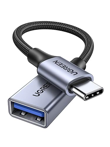 UGREEN Adaptador USB a Tipo C 3.0 Cable OTG de Aluminio Nylon 5Gbps Compatible con iPhone 16 Plus Pro MAX MacBook Air iPad Galaxy S24 S23 Note 20 Huawei (Gray) - Gray