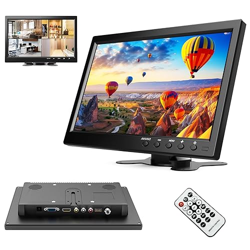 podofo 10,1 Pulgadas LCD Mini Monitor, Potable Monitor para Ordenador/Vigilancia/Cámara Trasera, con HDMI/VGA/AVI/BNC/USB de Entrada, HDMI Monitor para el Juego, DC 9-30V - Dark Grey