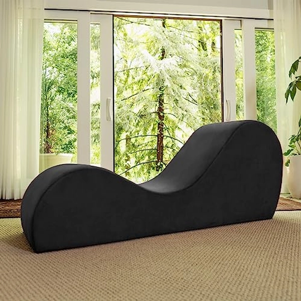 Avana Sleek Chaise Lounge for Yoga, Stretching, Relaxation-Made in The USA, 60D x 18W x 26H Inch, Black