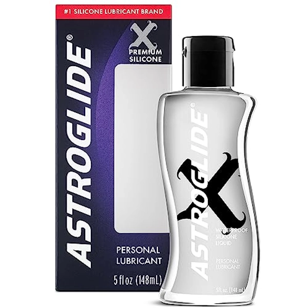 Astroglide X Premium Silicone Personal Lubricant (5oz), Extra Long-Lasting Silky Lube, Hypoallergenic, No Parabens or Glycerin, Waterproof for Water Play, Anal Safe, Dr. Recommended Brand