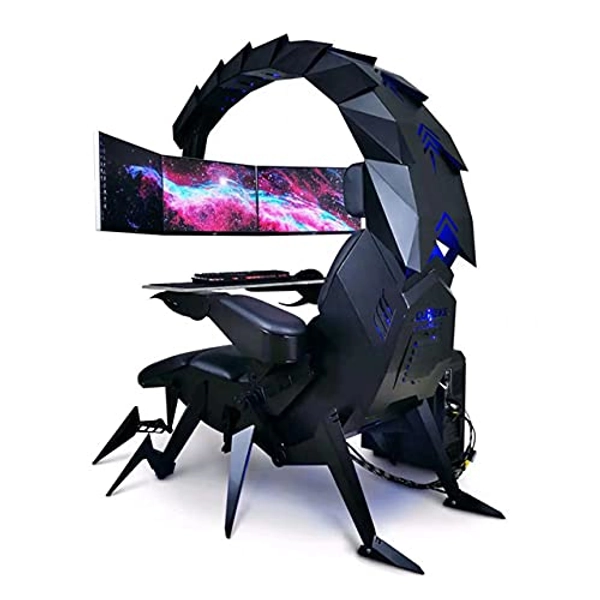 Gaming Chair, Ergonomic Computer Cockpit Chair with Led Lights, Comfortable Racing Simulator Cockpit Game Chair with Hanging 3 Screens,Black