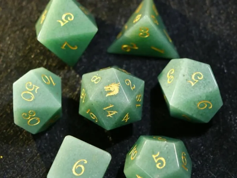 Green Aventurine stone dnd dice