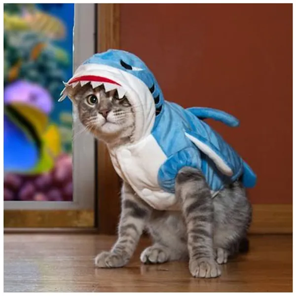 NACOCO Dog Shark Costume Cute Pet Clothes Halloween Holiday Coat Hoodie for Cats and Dogs (S)