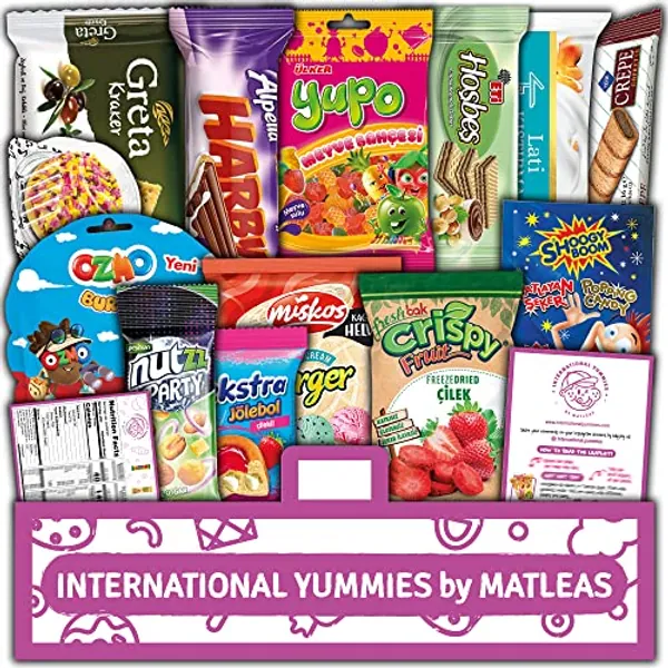 Midi International Snack Box | Premium Exotic Foreign Snacks | Unique Snack Food Gifts Included | Purple Theme Box | Candies from Around the World | 12 Full-Size + 1 Bonus Snacks - Midi Purple