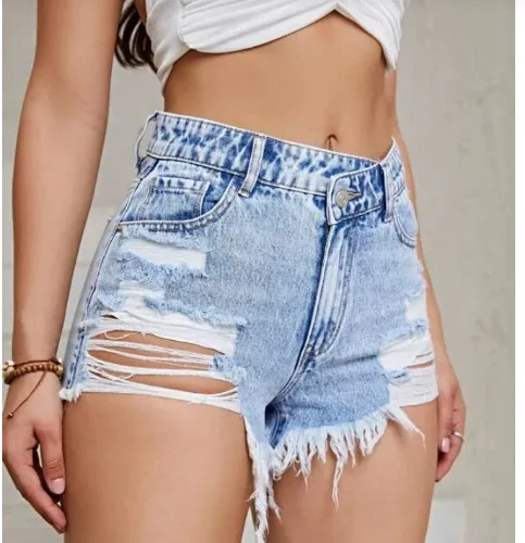 Ripped Raw Hem Denim Shorts | SHEIN