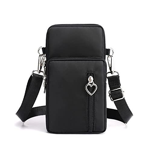 Universal Crossbody Wallet Phone Bag for Women Mini Shoulder Arm Bag Cell Phone Purse Compatible for iPhone/Samsung Galaxy… - Black