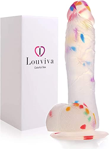 Louviva Dildo Realistic Clear Silicone Suction Cup Women Sex Toy, Adults Sex Toy for Women/Men/Gay (Colorful, 7.6 Inch) - Colorful - 7 inches
