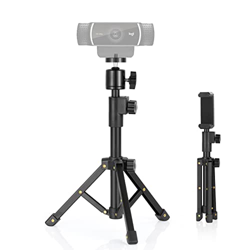 BILIONE Webcam Tripod Stand, for Logitech Webcam C920 C922 C930e C920S C920 C615 C960 C920x BRIO 4K NexiGo N60, Extendable Stand for Desk, Lightweight Mini Webcam Tripod with 1/4" Thread