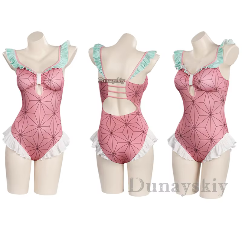 Anime Cosplay Women Swimsuit Kamado Nezuko Costume Summer Swimwear Bikini Girl Halloween Beach Party Suit - AliExpress 200000532