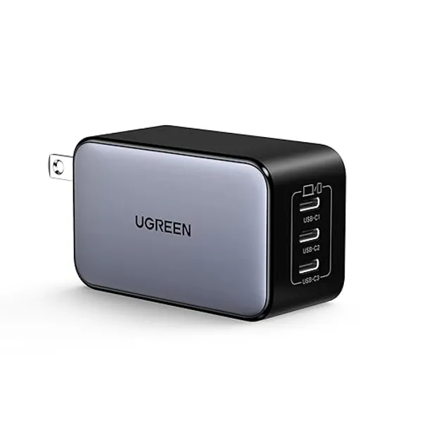 UGREEN 65W USB-C Charger Block, Nexode 3-Port Type-C GaN Charger USB C Power Adapter Fast Charging Compatible with iPhone 16/15/14, Galaxy S24/S23, MacBook Pro/Air, iPad Pro/Air, Pixel 8, Steam Deck
