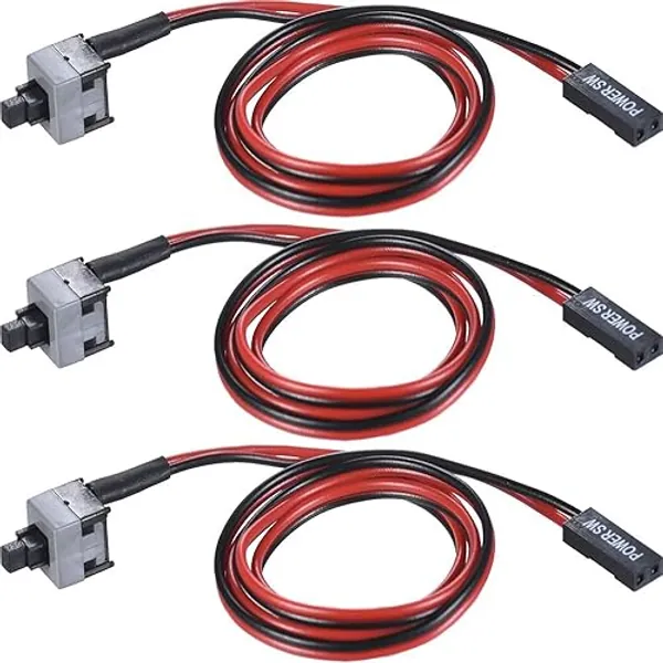 Warmstor 3 Pack 2 Pin SW PC Desktop Power Cable On/Off Push Button ATX Computer Switch Cord 50CM