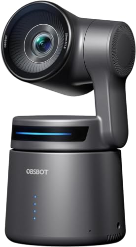 OBSBOT Tail Air NDI Streaming Camera 4K, AI Tracking PTZ Camera with Intelligent APP, Gesture Control, HDMI/USB-C/Wireless Webcam, Video Camera Live Streaming for Church, Worship, Sports, etc.