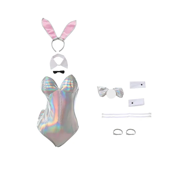 Women's Bunny Costume, Megumi Kato Cosplay Costume, Bunny Ears Bodysuit, One-piece Bodysuit Rabbit Cosplay Costume