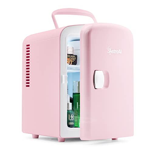 AstroAI Mini Fridge, 4 Liter/6 Can AC/DC Portable Thermoelectric Cooler and Warmer Refrigerators (Pink) (Renewed)