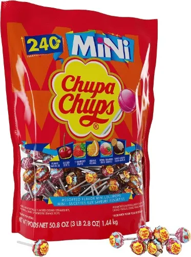 Chupa Chups Mini Candy Lollipops, Variety Pack of 7 Assorted Flavors, Individually Wrapped Suckers for Parties Office Concession Classroom, Pack of 240
