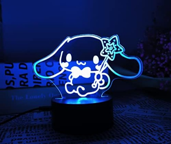 ZHZQWLJWJ Cinnamoroll 3D Night Light Anime 3D Led Light Visual Illusion Lamp Touch 7 Color Acrylic LED Lamp Anime Led Light Desk Lamp for Kids Artwork Decor - One