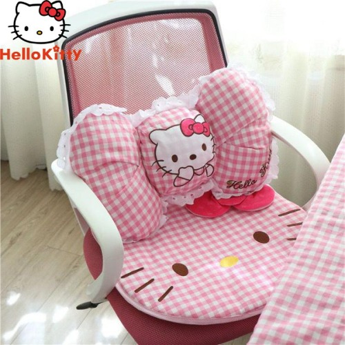 Hello Kittys Cushion Sanrios Anime Kawaii Girl Heart Cartoon Linen Computer Chair Cushion Car Plush Pillow Office Girls Gift