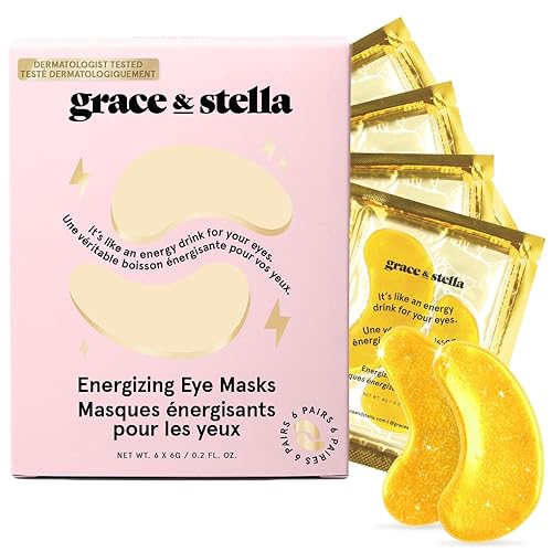 grace & stella Under Eye Mask (Gold, 6 Pairs) Reduce Dark Circles, Puffy Eyes, Undereye Bags, Wrinkles - Gel Under Eye Patches, Vegan Cruelty-Free Self Care - Gold (6 Pairs)