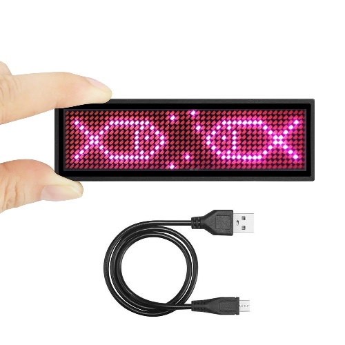 Exspeky Upgraded LED Name Badge Cellphone Programmable Rechargeable Name Tag for Restaurant Shop Exhibition Nightclub Hotel(Pink)
