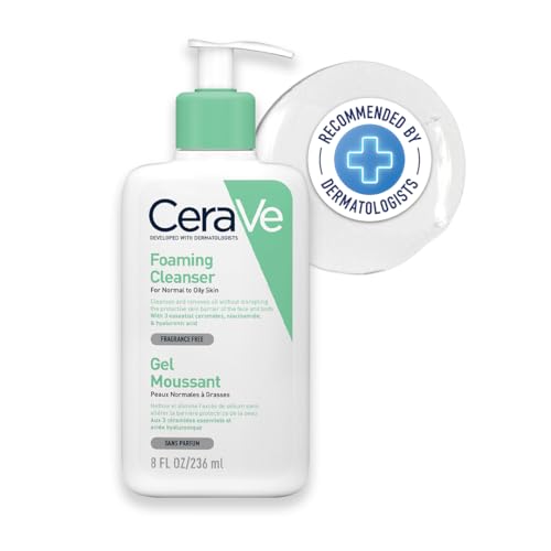CeraVe Schäumendes Reinigungsgel für normale bis fettige Haut, Reinigung für Körper und Gesicht, mit 3 essentiellen Ceramiden und Hyaluron 236 ml (1er Pack) - Fragance Free - 236 ml (1er Pack)