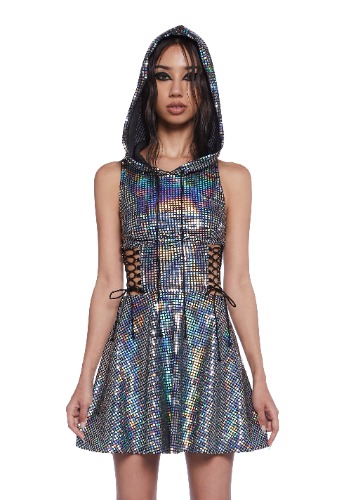 Cosmic Disco Mini Dress | METALLIC / Large