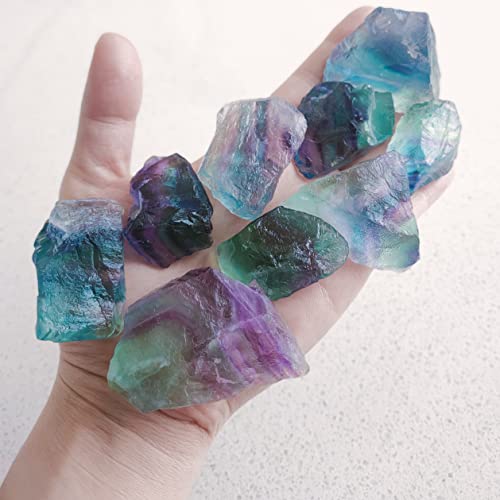Luckeeper 1 lb Rough Crystals Bulk Raw Rainbow Fluorite Healing Stones for Tumbling, Wire Wrapping, Wicca Reiki,Meditation - Rainbow Fluorite Quartz