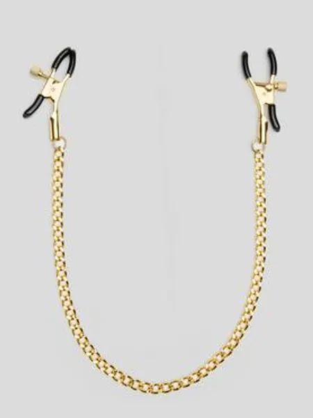 Bondage Boutique Adjustable Nipple Clamps with Gold Chain