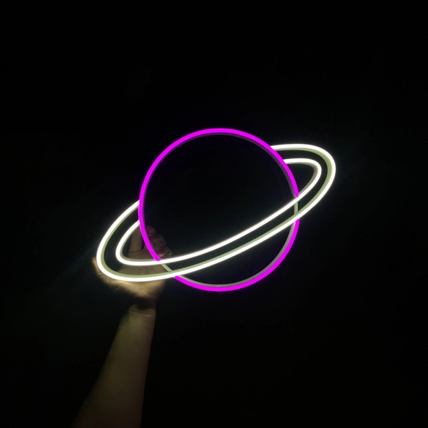 Neon LED planeta Saturn dwukolorowy | Gdzie Jest Neon