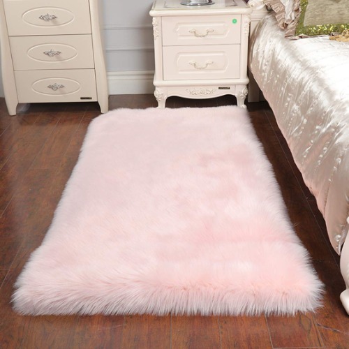 Cumay Super Soft Fluffy Faux Sheepskin Rug, Shaggy Silky Plush Carpet For Bedrooms Rugs Living Room Kids Rooms Decor Bedside Rugs (23.6 x 35.4 inch, Pink)