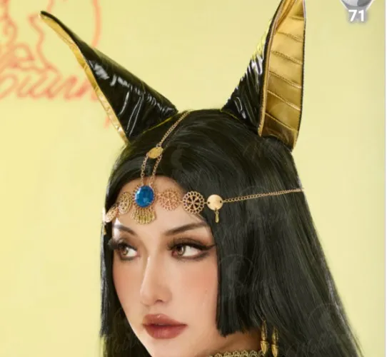 Anubis Ears and Earrings with Headdress Chain Cosplay Accessory