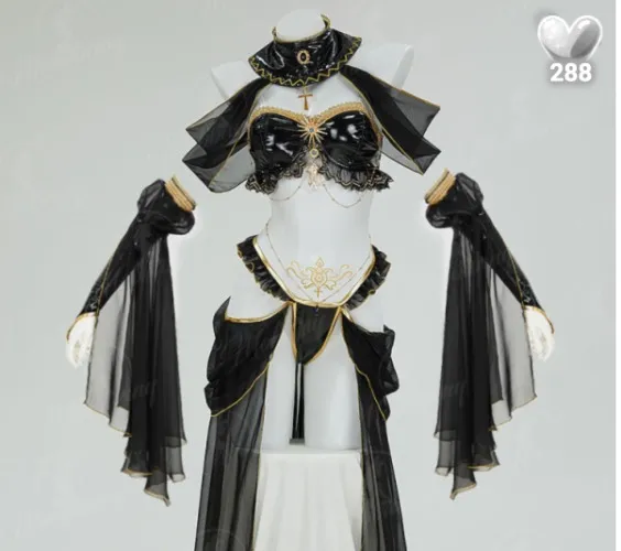 Anubis Dance Style Sexy Lingerie Set Cutout Backless Top and Panty with Skirt Hem and Collar