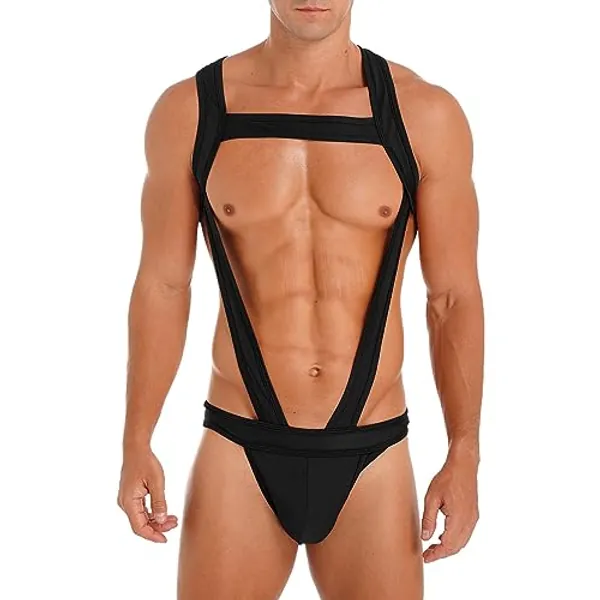 CHICTRY Men Elastic Body Chest Harness Jockstrap Underwear O Ring Wrestling Singlet Bodysuit Catsuit