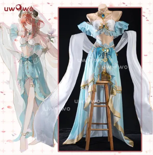 INSTOCK-Uwowo Genshin Impact Fanart Nilou 'Aqua Seraphina' Dance Dress Cosplay Costume - INSTOCK-Set A Costume：M