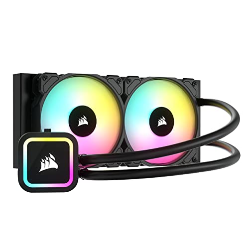 Corsair H100x RGB Elite Liquid CPU Cooler For Desktop - 32 Dynamic LEDs SP120 Series PWM Fans with AirGuide Technology Intel® LGA 1700, 1200, 115X, 2066, AMD® AM5/AM4 Sockets Black, 240mm AIO - 240mm AIO