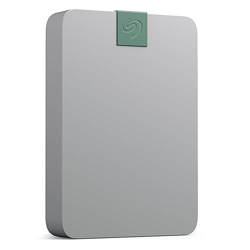 Seagate Ultra Touch HDD 5TB External Hard Drive - 15mm, Pebble Grey, Post-Consumer Recycled Material, 6mo Dropbox and Mylio, Rescue Services (STMA5000400) - HDD (eco-friendly) - 5TB - Pebble Grey