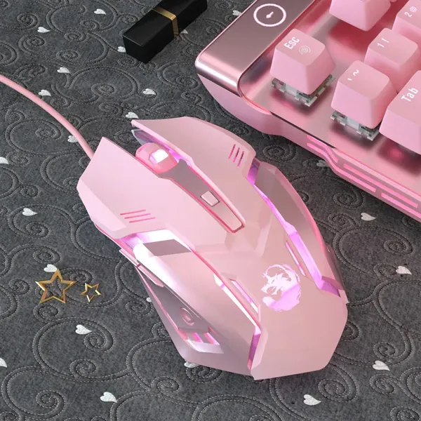 Pink Cute Kawaii Wireless or Wired Gaming Mouse For PC Laptop Computer