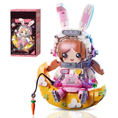 Loz Silan Bunny Building Kit - Kids Easter Toy Gift, Astronaut Bunny or Easter Basket Stuffed Toy, Bunny Building Blocks, Kids Animals Building Blocks (710PCS)