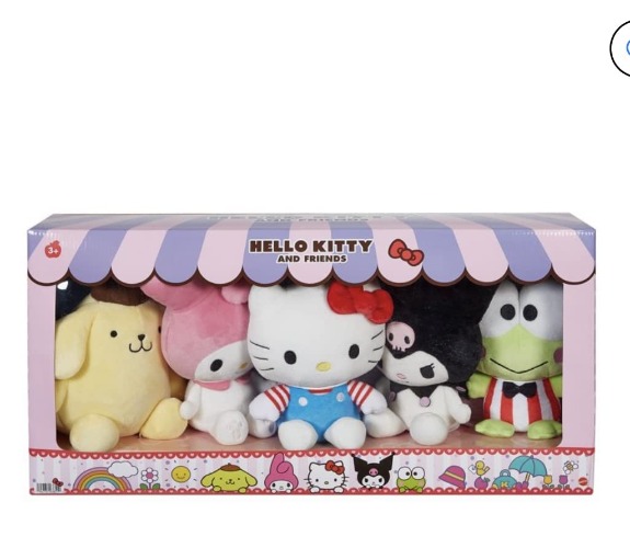 Hello Kitty and Friends 8" Collector's Set of 5 Plush Melody Kuromi Keroppi Pompompurin Stuffed Toy Soft Gift Pack - 