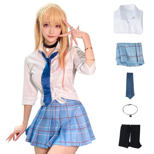 Anime My Dress-Up Darling Cosplay Costume School Uniform Marin Kitagawa Dress Shirt Skirts JK Outfits for Girls - X-Small School Uniform