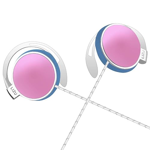leqingchun Clip Type Earphones，Portable Stereophone Headphones,with Microphone and Call Controller Stereo Earphones,Suitable for Compatible with 3.5mm iPhone, Android Mobile Phone Pink - Pink
