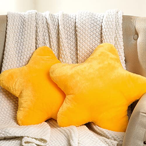 2 Pcs 15.7 Inch Star Pillow Plush Star Throw Pillow Cute Yellow Pillows Aesthetic Star Throw Stuffed Cushion Decorative Toy Gift Room Decor for Boys Girls Bedroom Sofa Chair
