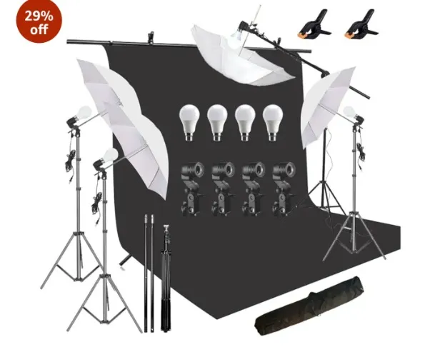 HIFFIN Black Screen Backdrop 6x10 ft with 9 ft Stand - 6x9 ft Photography Backdrop with 2 Pcs Spring Clamps, 1PCs Carry Bag (T Shape Kit C2 C1 B & Single Holder Kit M4) : Amazon.in: Electronics