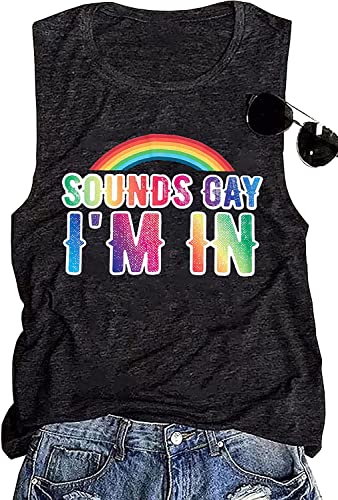 LGBT Gay Pride Sleeveless T Shirts Womens Rainbow Science is Real Black Lives Matter Love is Love Equality Tank Tops - X-Large - Dark Grey-02