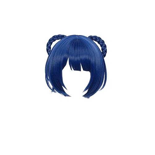 LABEAUTÉ Anime Dark Blue Cosplay Wig for Xiangling Short Braided Bob Wigs for Kids Women Halloween Costume + Cap - Dark Blue - Xiangling